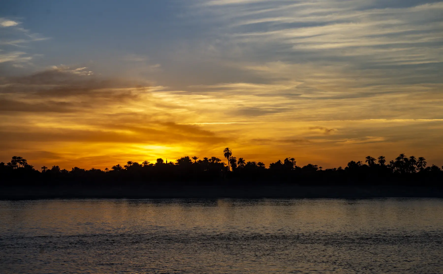 Orange sunset above the Nile in Cairo