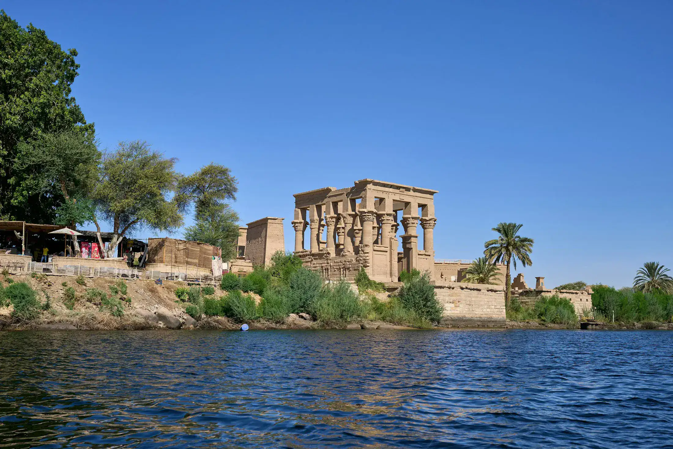 Philae temple seen from the Nile near Aswan