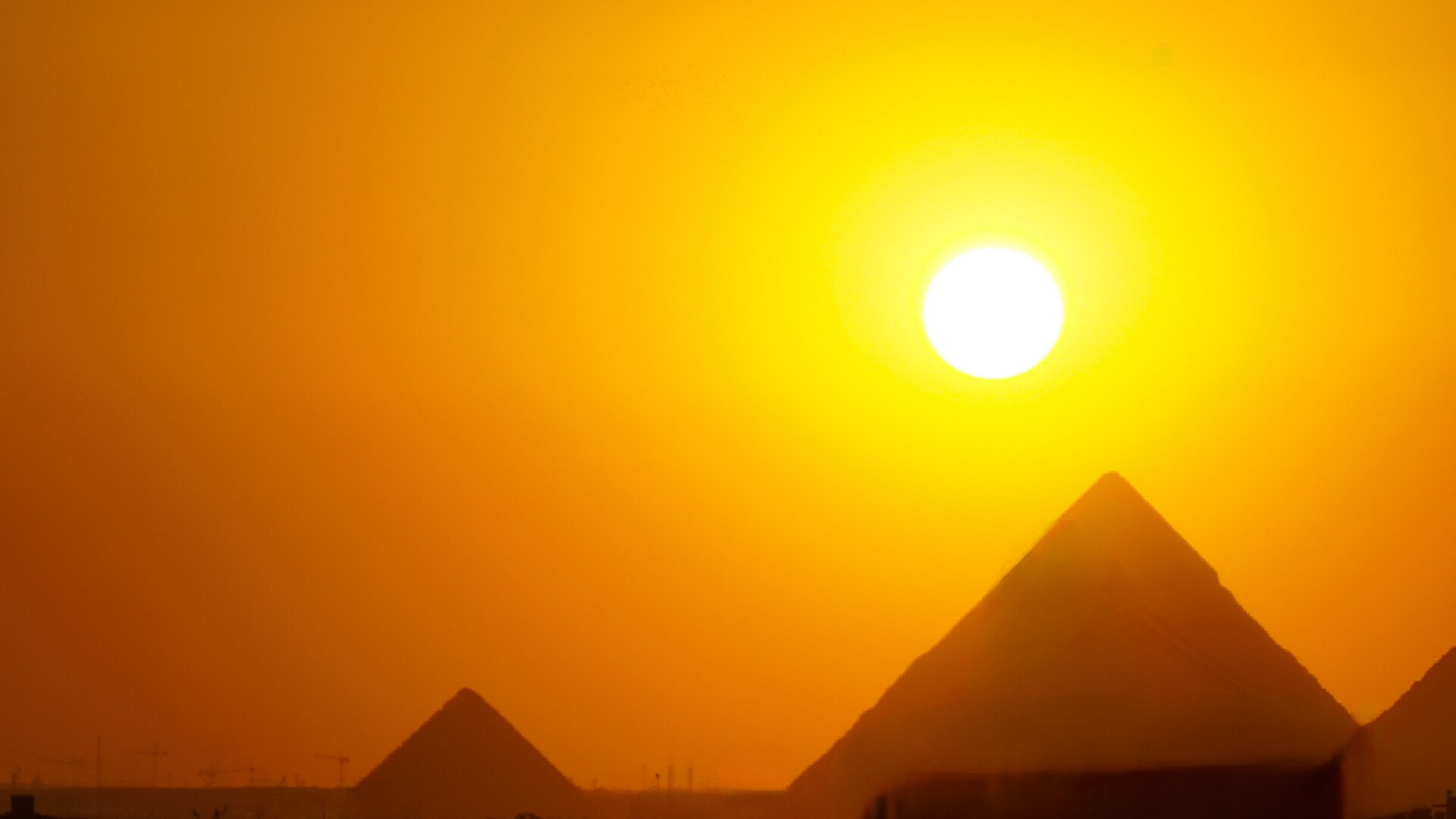 Giza pyramids at sunset
