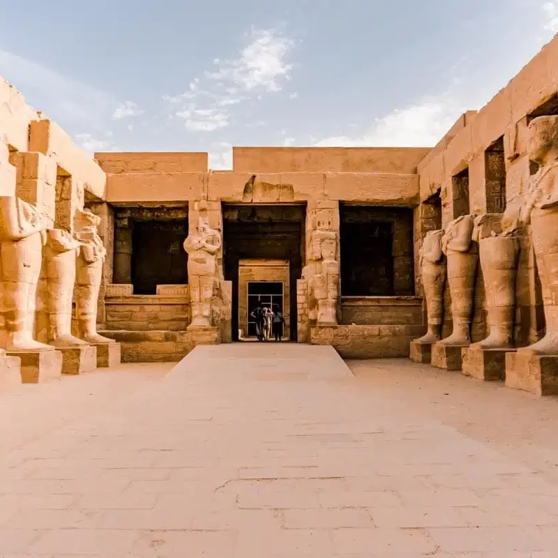 Columns and courtyard of an Egyptian temple